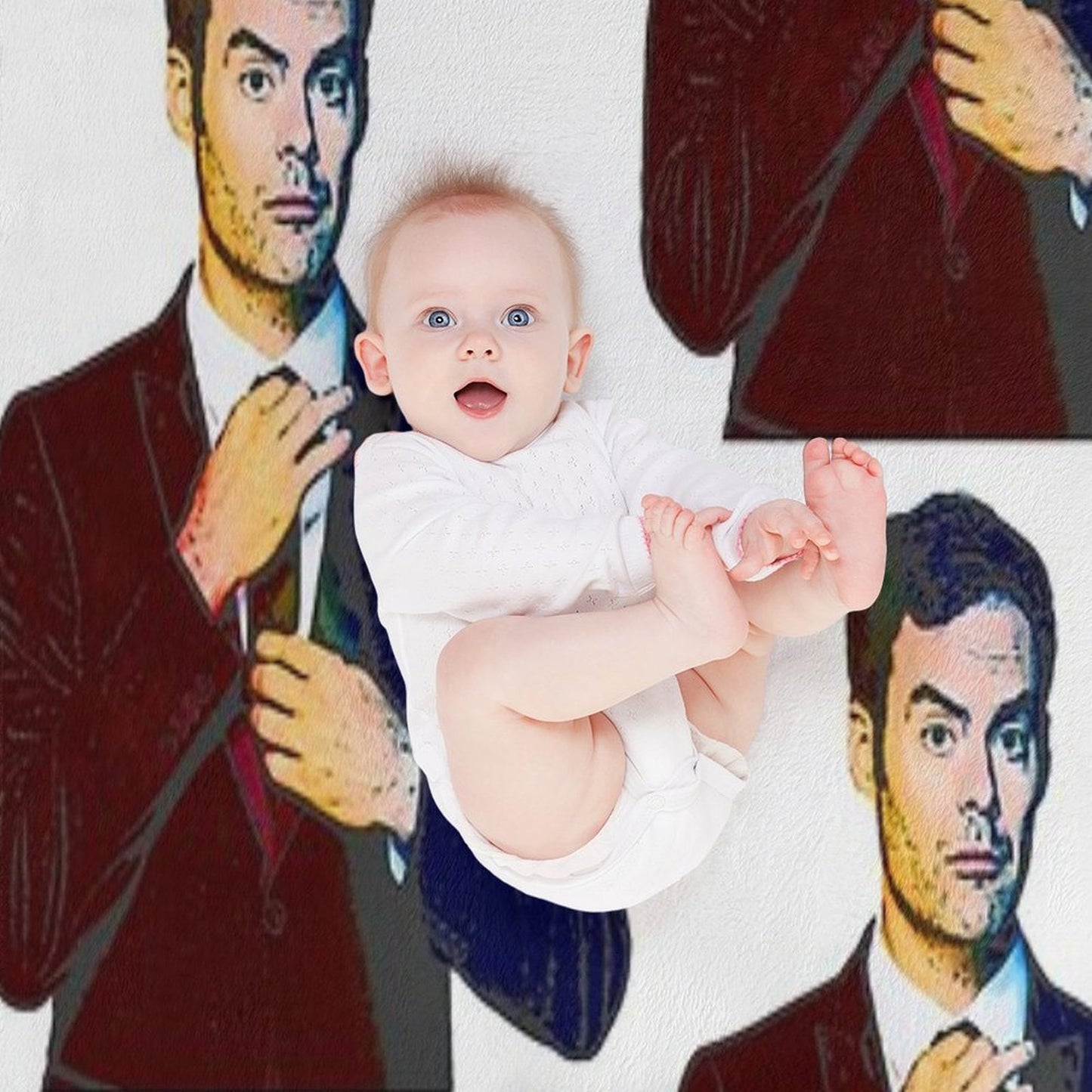 Pastel Holographic Bill Hader Sustainable Throw Blanket