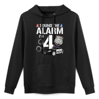 Kids 4 Year Old Police Birthday Officer Cop Car 4th Gift For Boy Colorfast Hoodie
