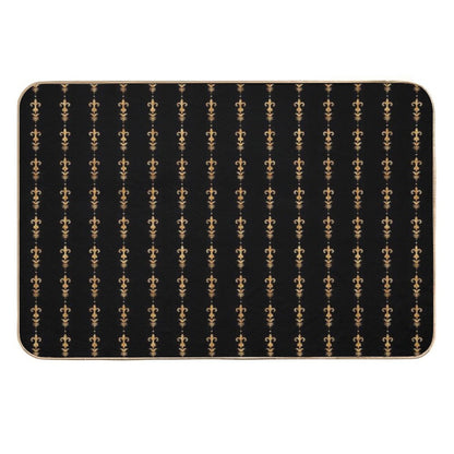 Golden Fleur De Lis on Black  Slip-Resistant Bath Mat