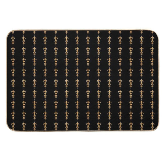 Golden Fleur De Lis on Black  Slip-Resistant Bath Mat