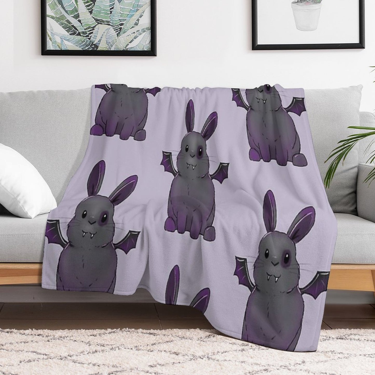 Hector The Spooky Bunny Shrink-resistant Throw Blanket