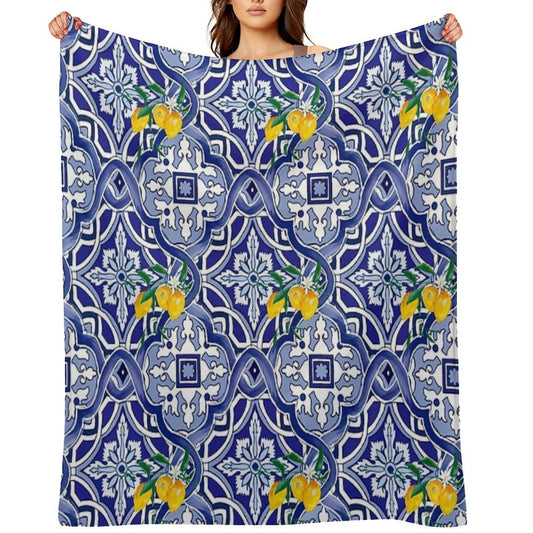 Sicilian Tiles,mediterranean,blue Tiles Compact Throw Blanket