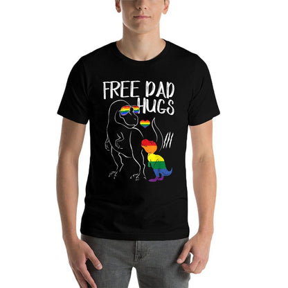 Free Dad Hugs LGBT Pride Dad Dinosaur Rex Gift  Breathable T-Shirt