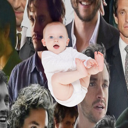 Hugh Dancy Photo Collage Velvety-soft Throw Blanket