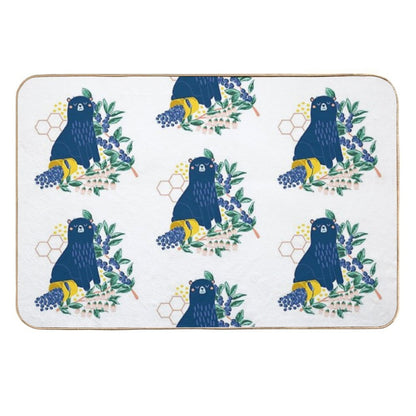 A Naughty Bear Eats Blueberries  Repositionable Bath Mat