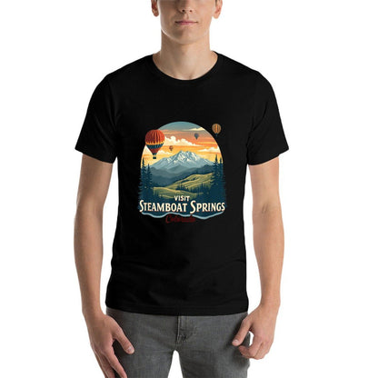 Steamboat Springs Colorado Skiing Sunset Hot Air Balloon  Classic T-Shirt