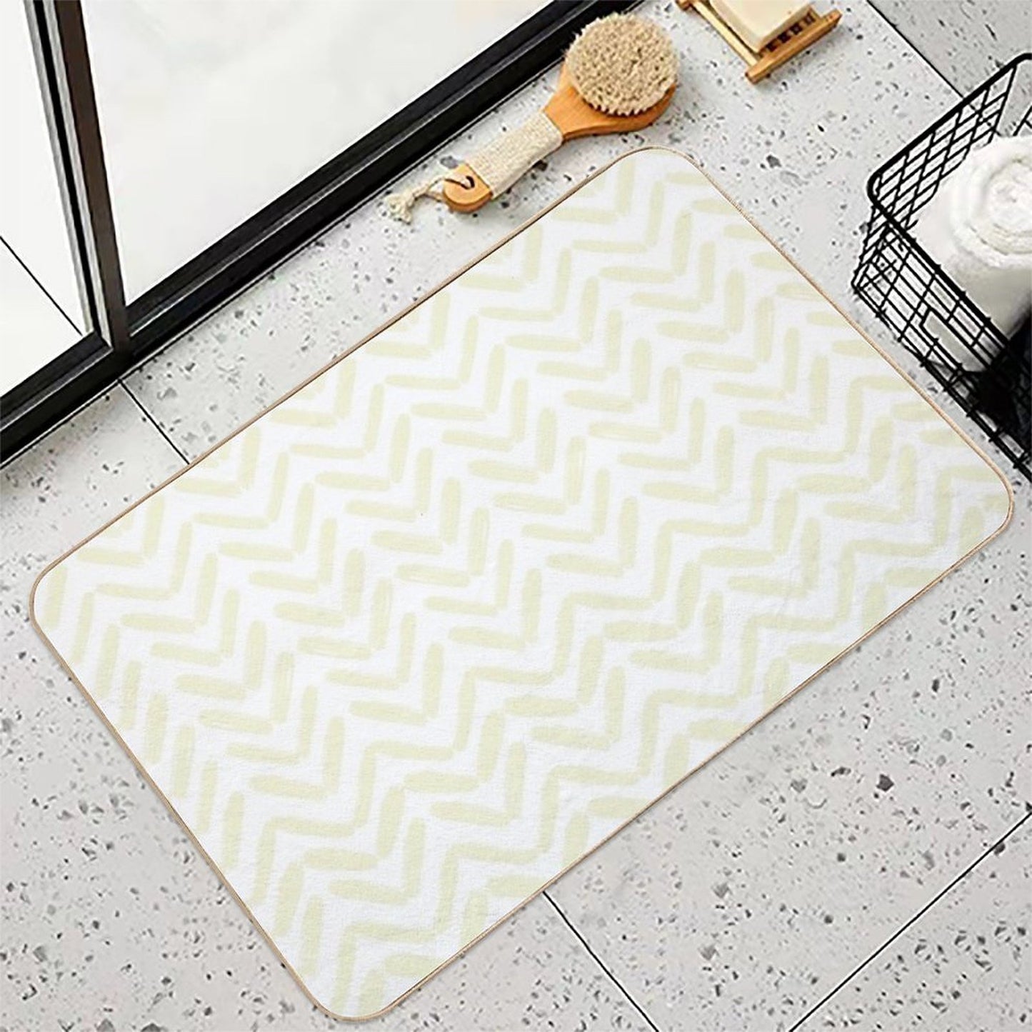 Boho Yellow Geometric Arrows Pattern  Multi-Purpose Bath Mat