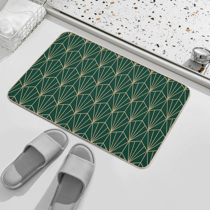 Art Deco in Green And Gold  Rapid-Drying Bath Mat