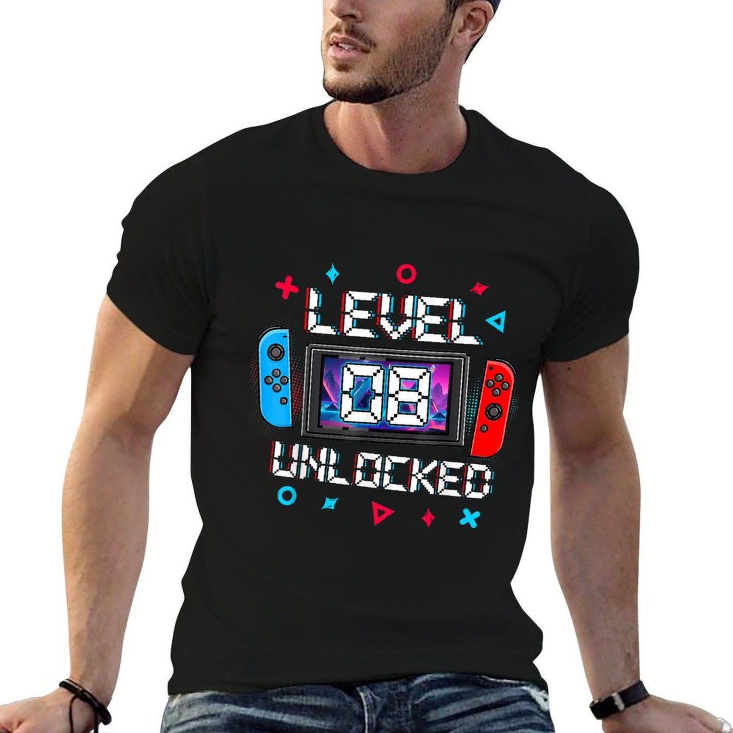 Level 8 Unlocked Gamer 8th Birthday Gift Video Game Boys  Breathable T-Shirt