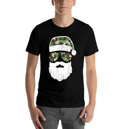 Camo Santa Claus Sunglasses Kids Camouflage Funny Camo Boys  Tagless Design T-Shirt