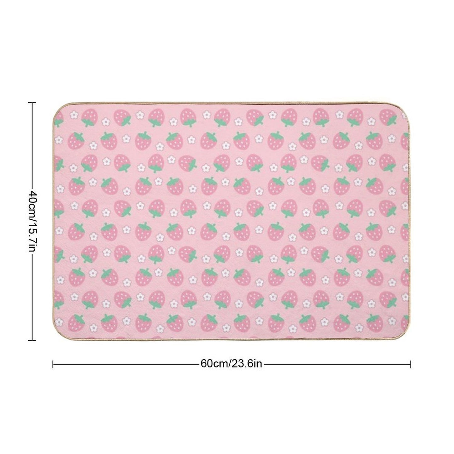Strawberries Pink White Flowers Sakura Kawaii Cute Pastel Aesthetic  Pet-Safe Bath Mat