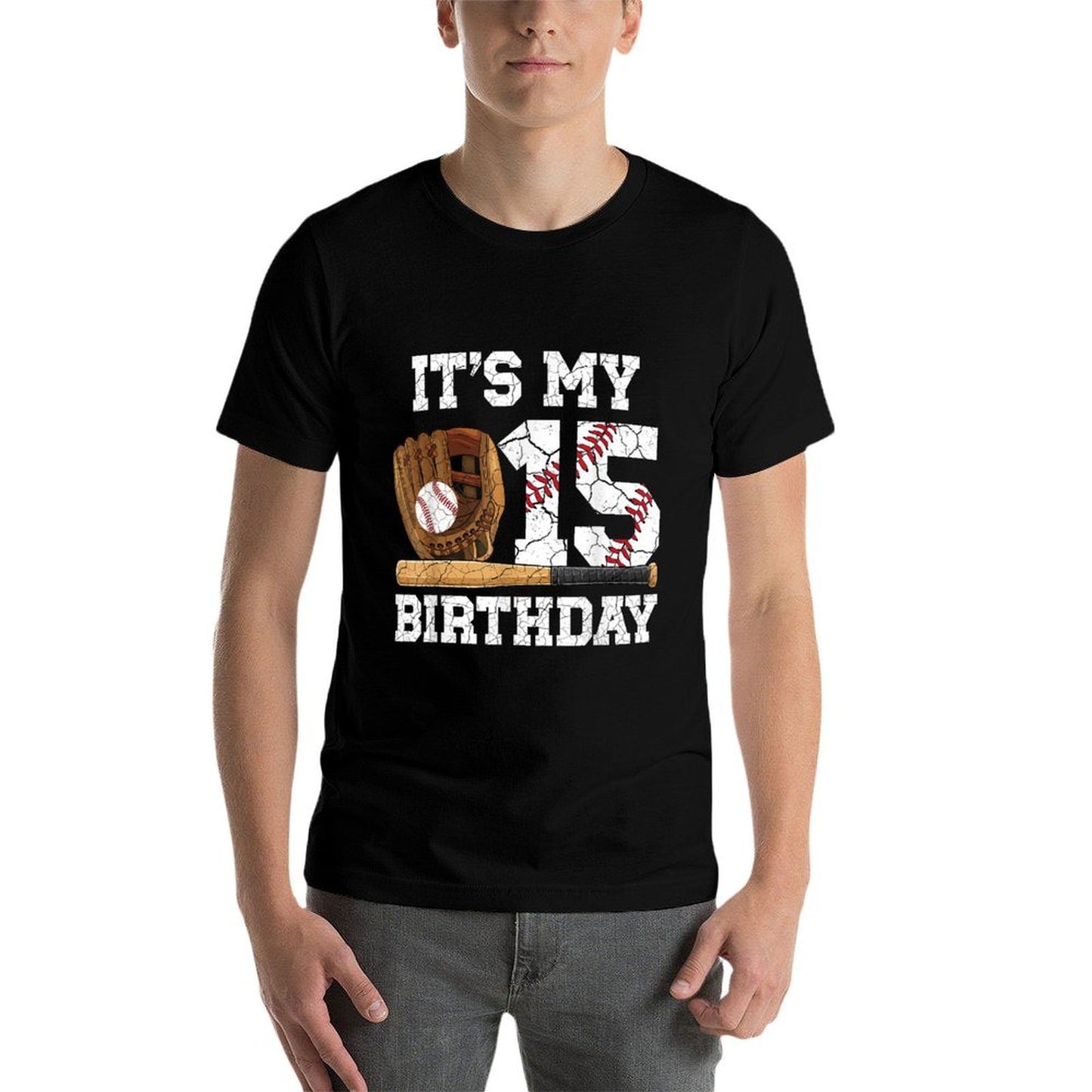 15th Birthday Baseball 15 Year Old Baseball Player  Odor-resistant T-Shirt