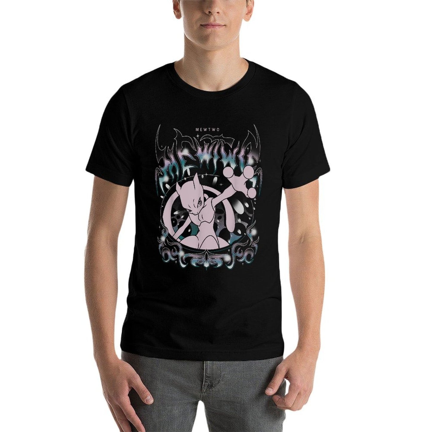 Pokémon - Mewtwo Grunge Oversized  Slim-fit Cut T-Shirt