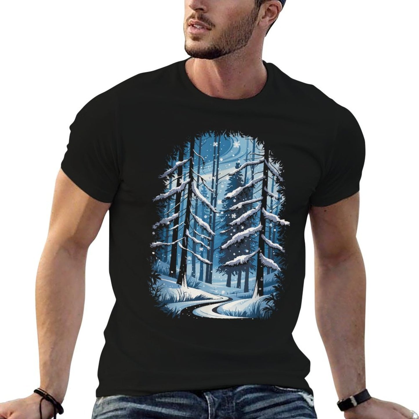 Winter Twilight Forest Snow Nature Wilderness  Summer-ready Fabric T-Shirt
