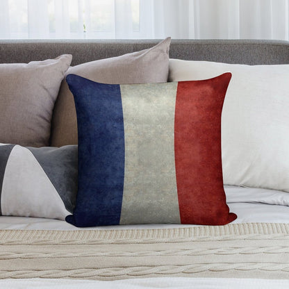 Flag of France, Vintage Retro Style Soft Easy Maintenance Throw Pillow