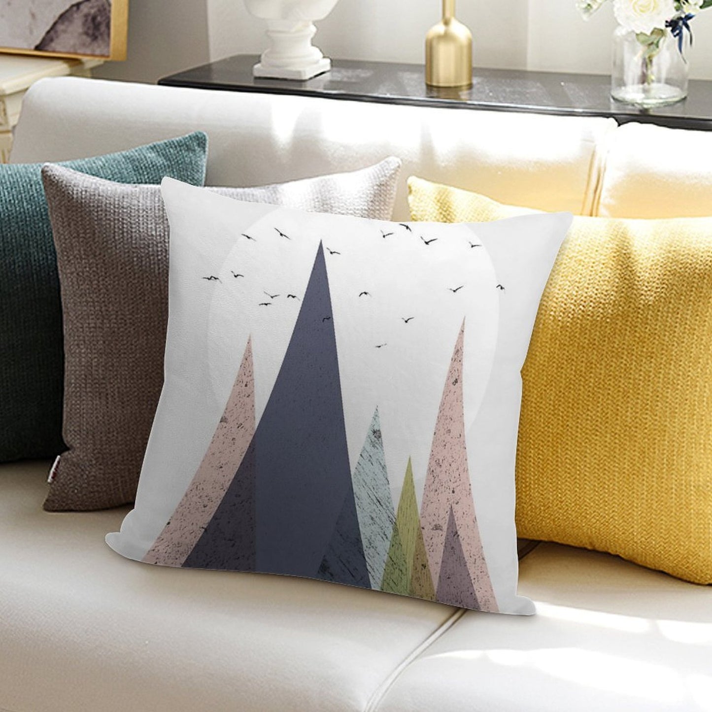 Mid-Century Scandinavian Mountains Soft Ultra-Soft Texture Throw Pillow
