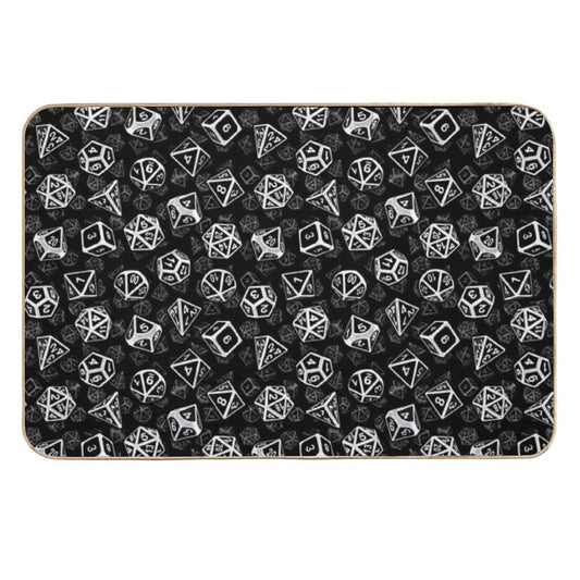 D20 Dice Set Pattern (White)  Easy To Clean Bath Mat