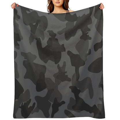 Camouflage Black Grey Night Camo Easy Care Throw Blanket