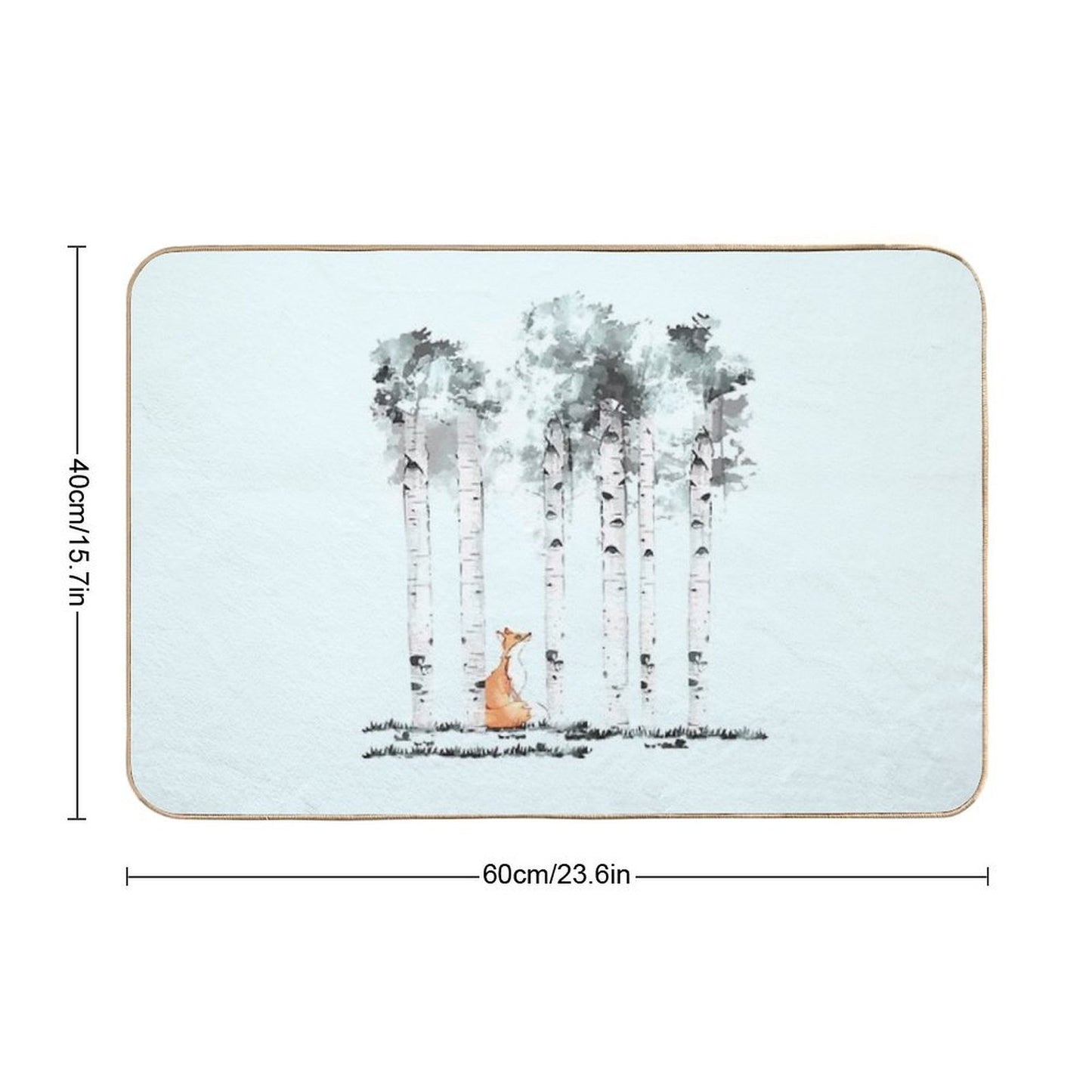 Fox And Birchs Watercolor  Rapid-Drying Bath Mat
