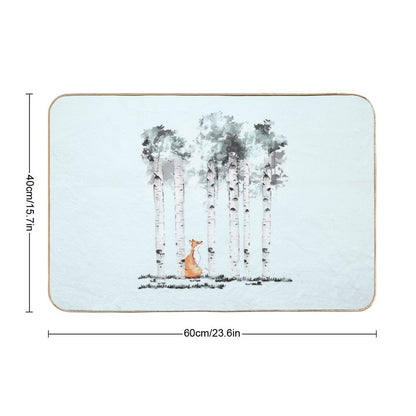 Fox And Birchs Watercolor  Rapid-Drying Bath Mat