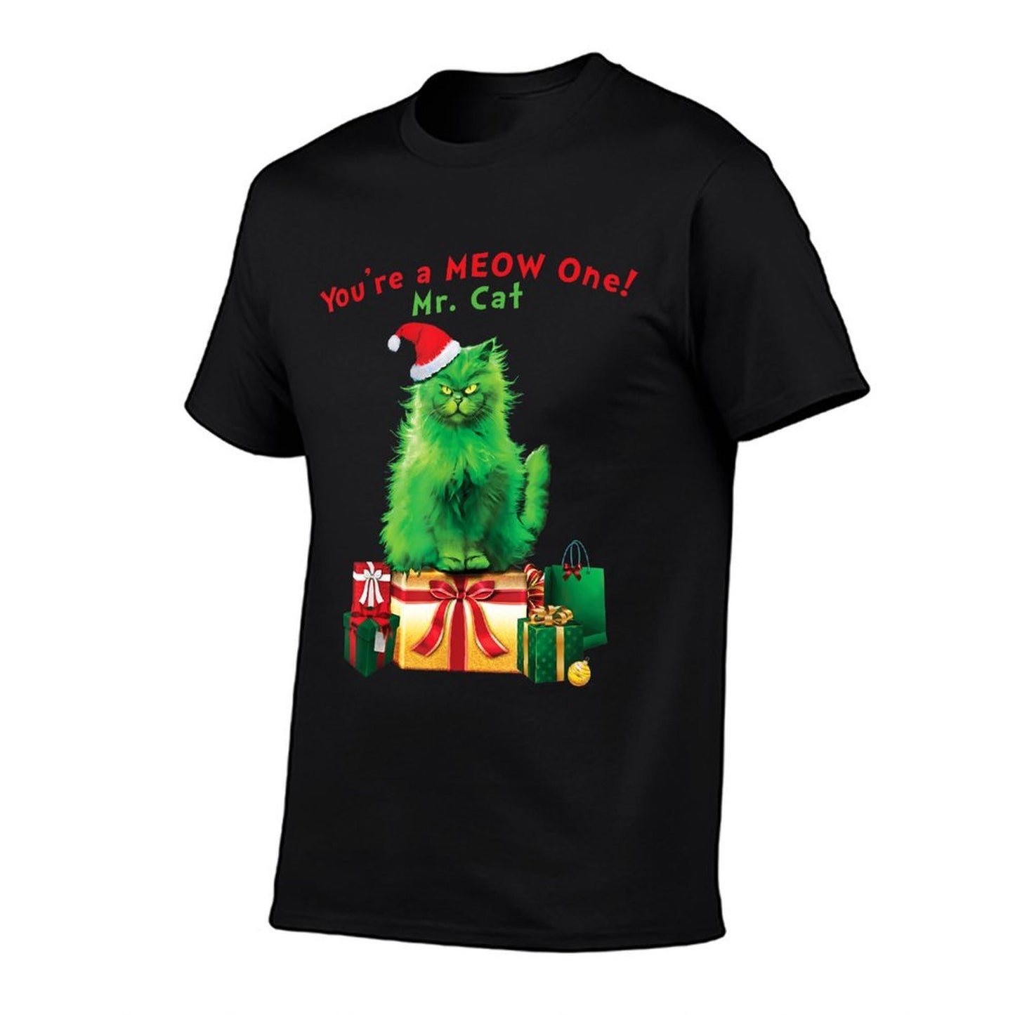 Youre A MEOW One Mr. Cat Christmas Holiday Funny  Ribbed Collar T-Shirt