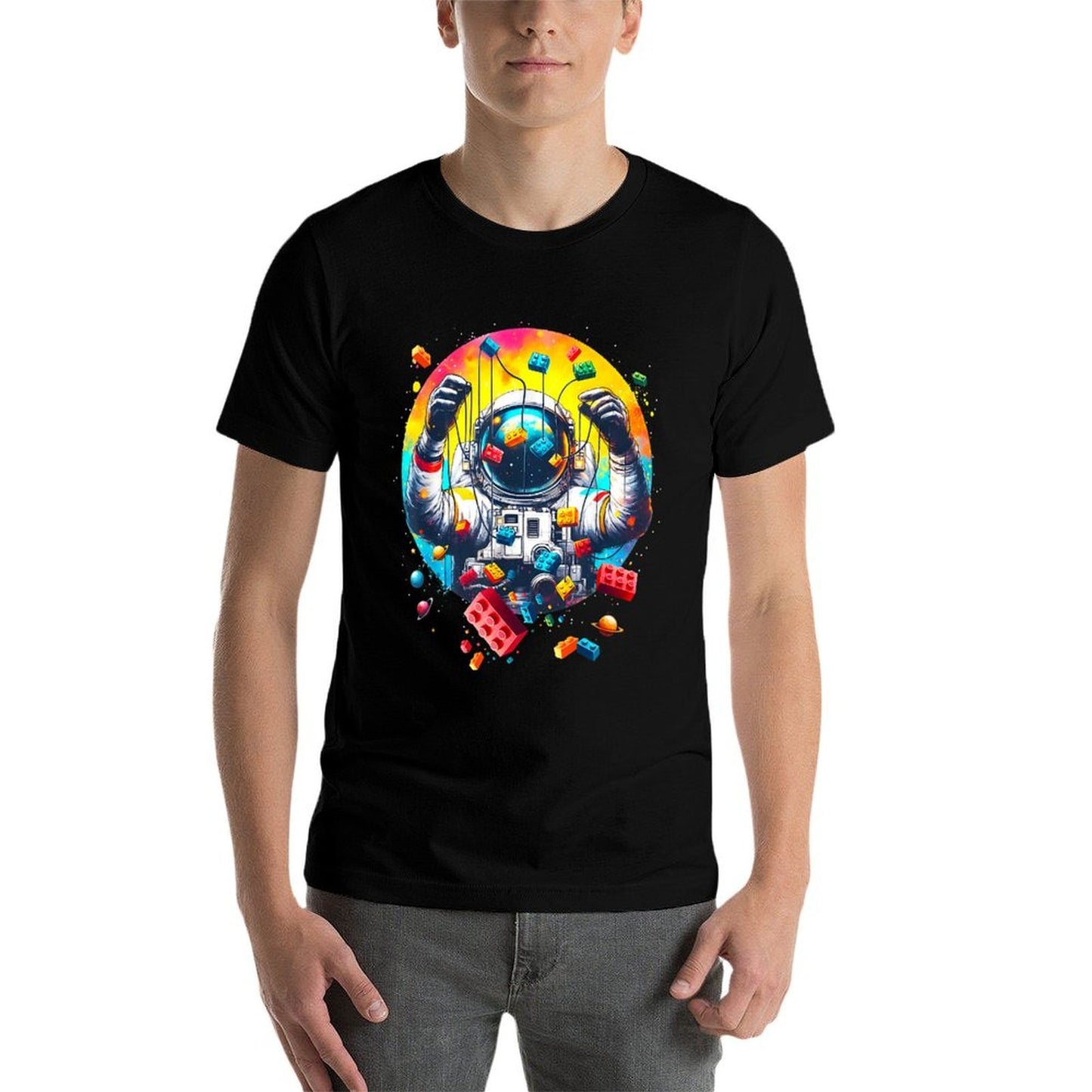 Space Astronaut Master Builder Funny Building Blocks And Stones  Breathable T-Shirt