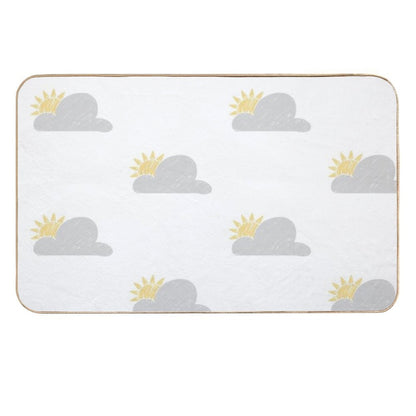 Sunny Grey Skies Sketch  Pattern  Absorbent Bath Mat