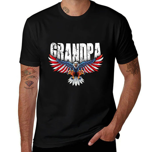 Grandpa Vintage USA Bald Eagle Patriotic 4th of July  Stretchy T-Shirt