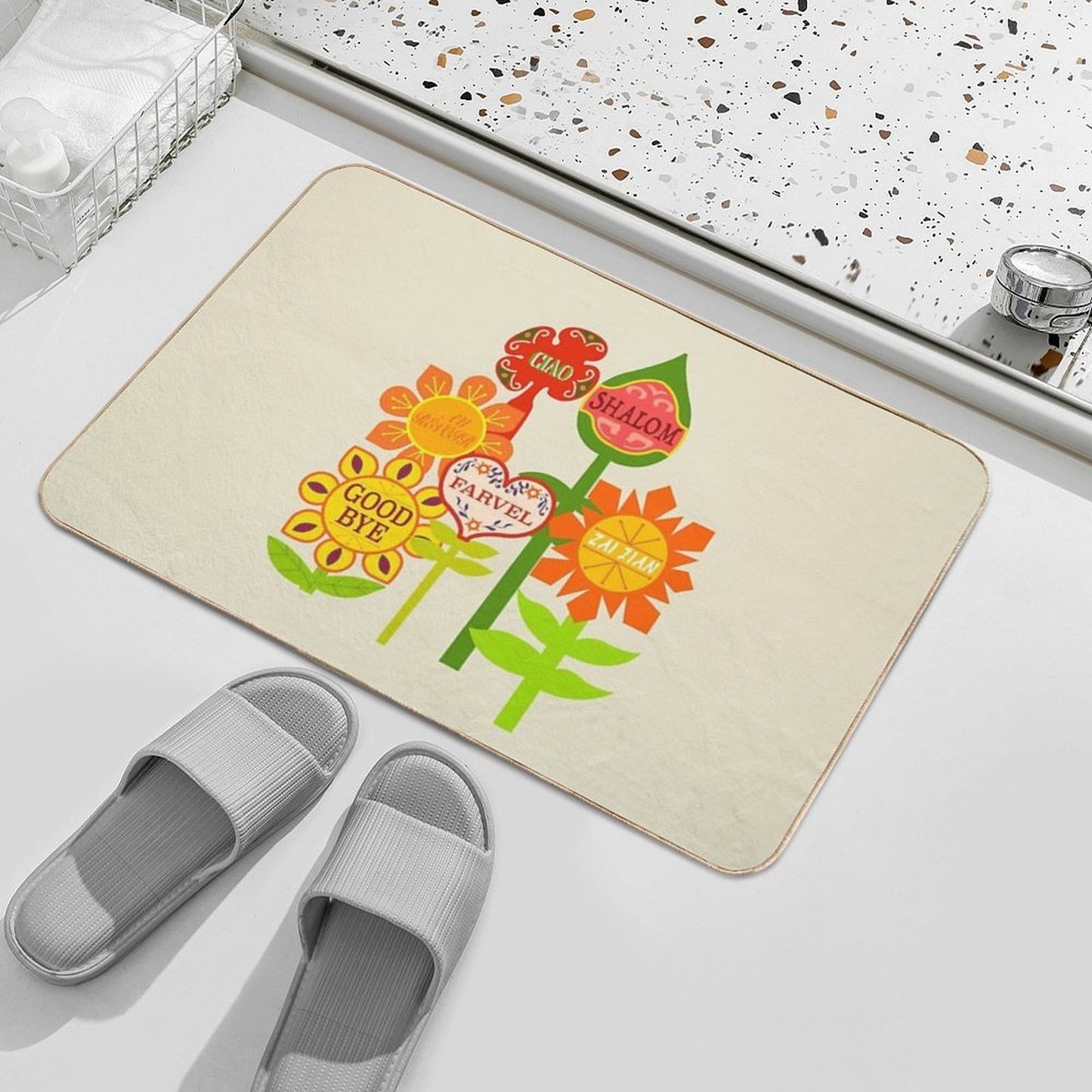 It's A Small World Goodbye Room Flowers  Rapid-Drying Bath Mat