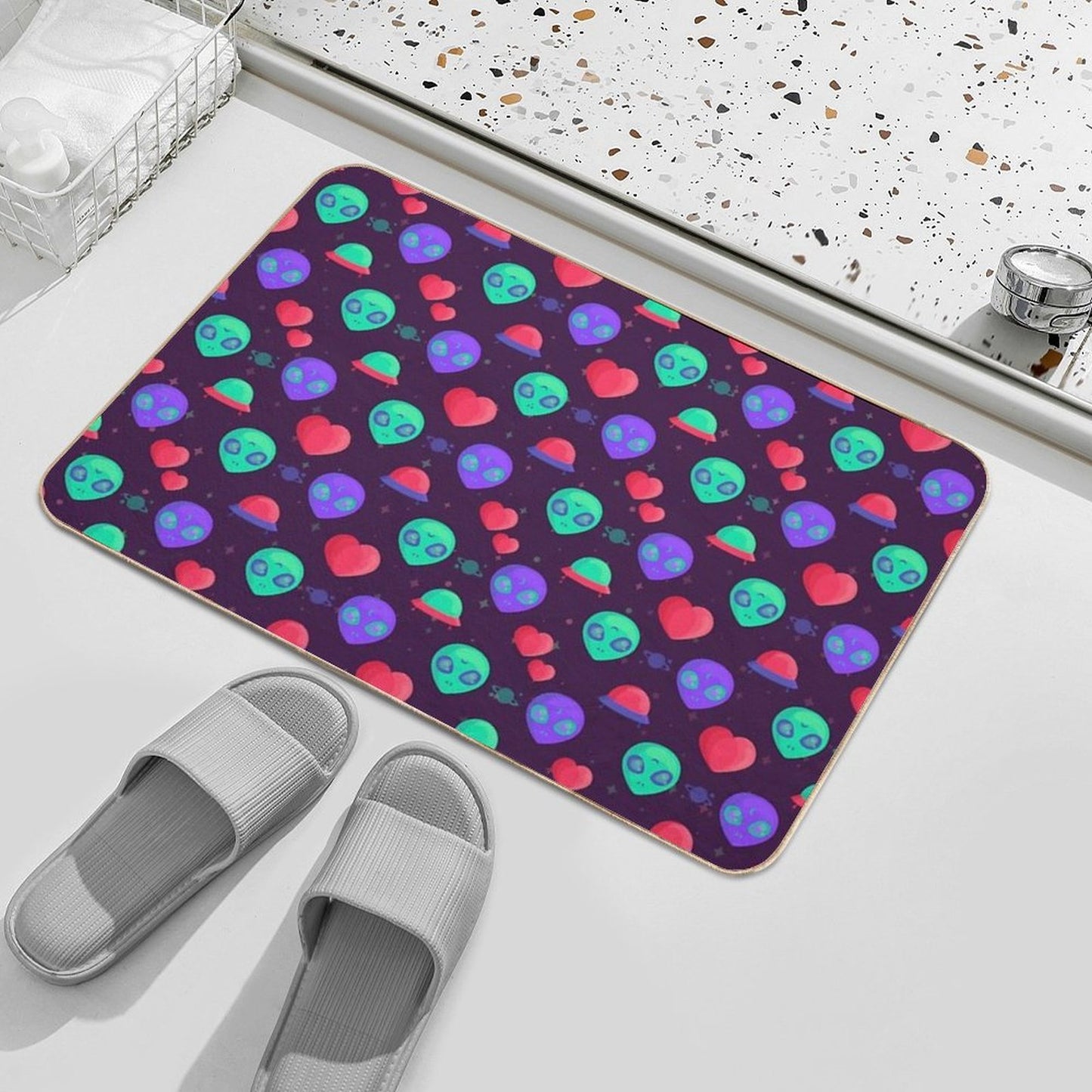 Kawaii Aliens  Long-Lasting Bath Mat