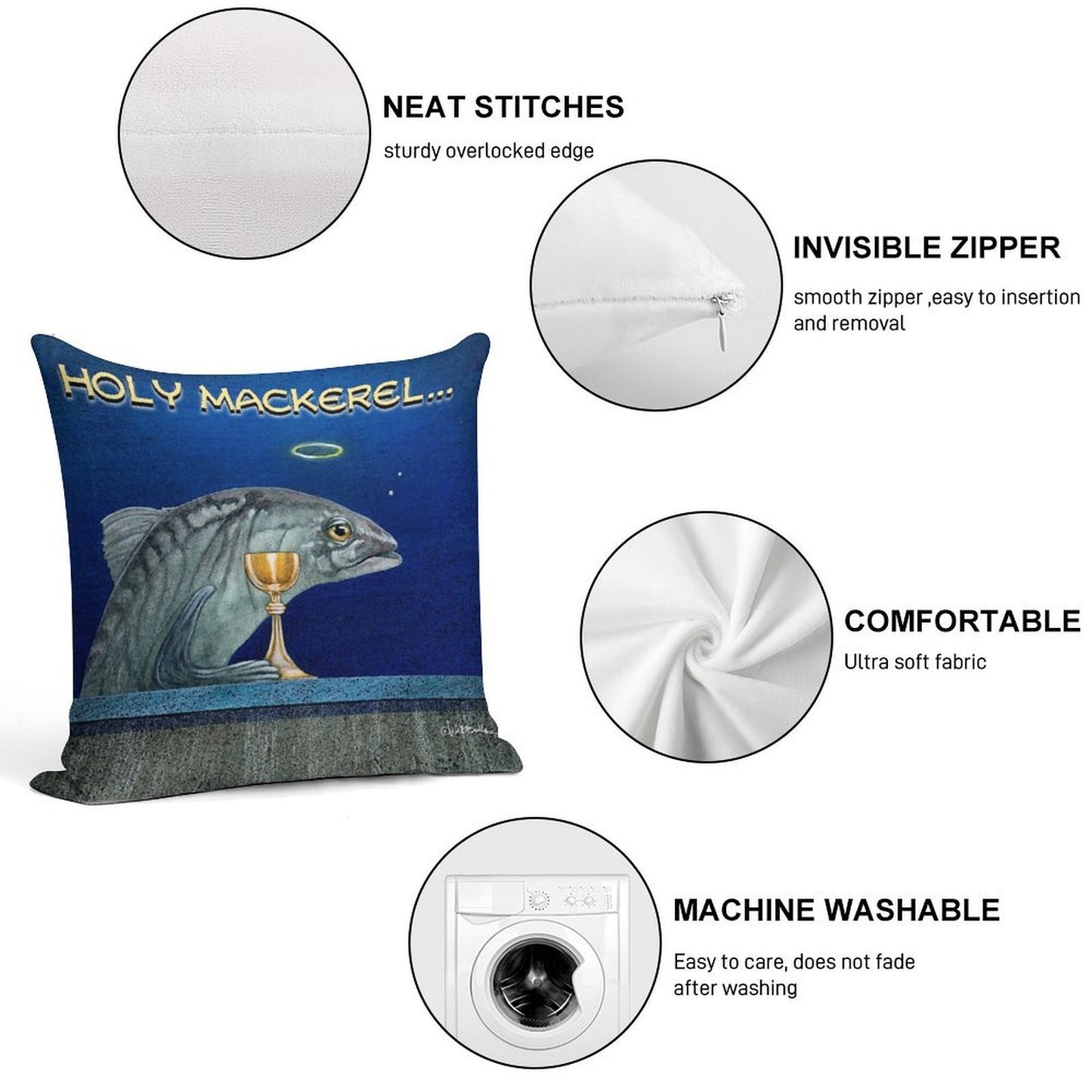 Holy Mackerel... Soft Luxury Feel Throw Pillow