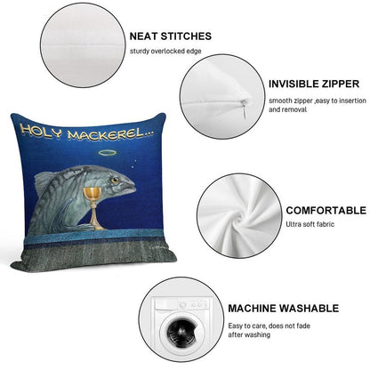 Holy Mackerel... Soft Luxury Feel Throw Pillow
