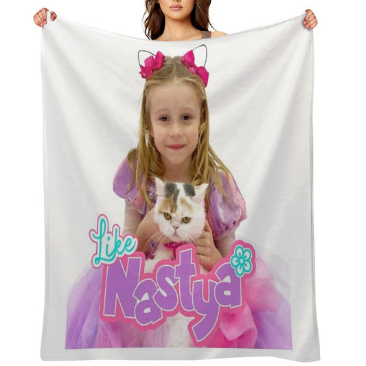 Like Nastya Holding Cute Cat, Like Nasya Soft Stuffed Plush Animal Toy,like Nastya Logo Durable Throw Blanket