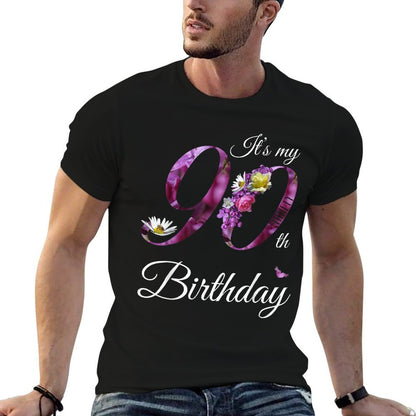90 Year Old Floral 1935 It's My 90th Birthday Gift  Cotton T-Shirt