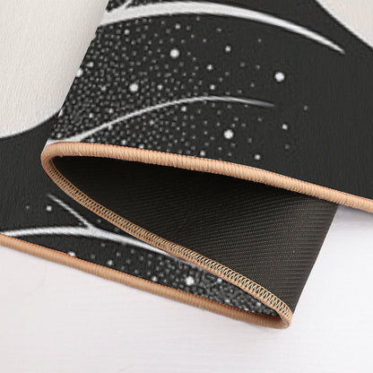 Dragonfly on Leaf with Water Drops, Minimalist Illustration  Easy Maintenance Bath Mat