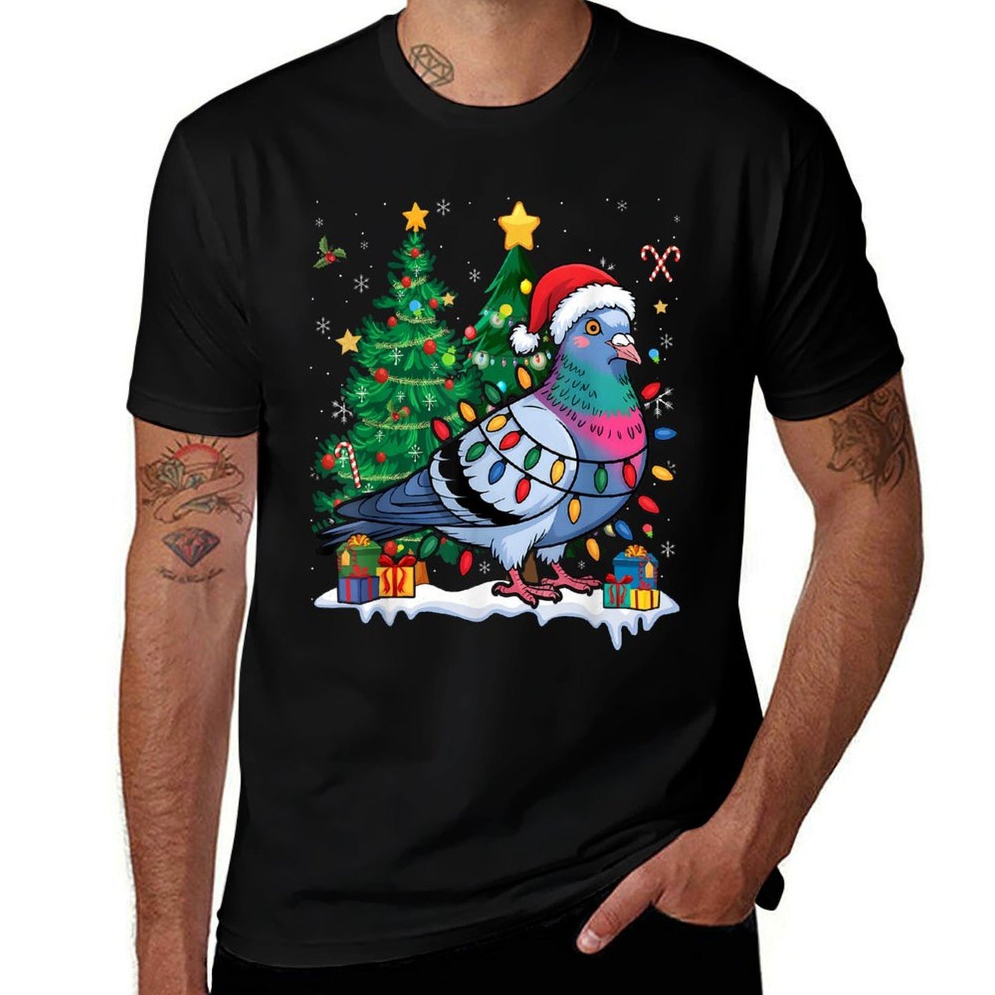 Pigeons Christmas Outfit Breeder  Fade-proof Color T-Shirt