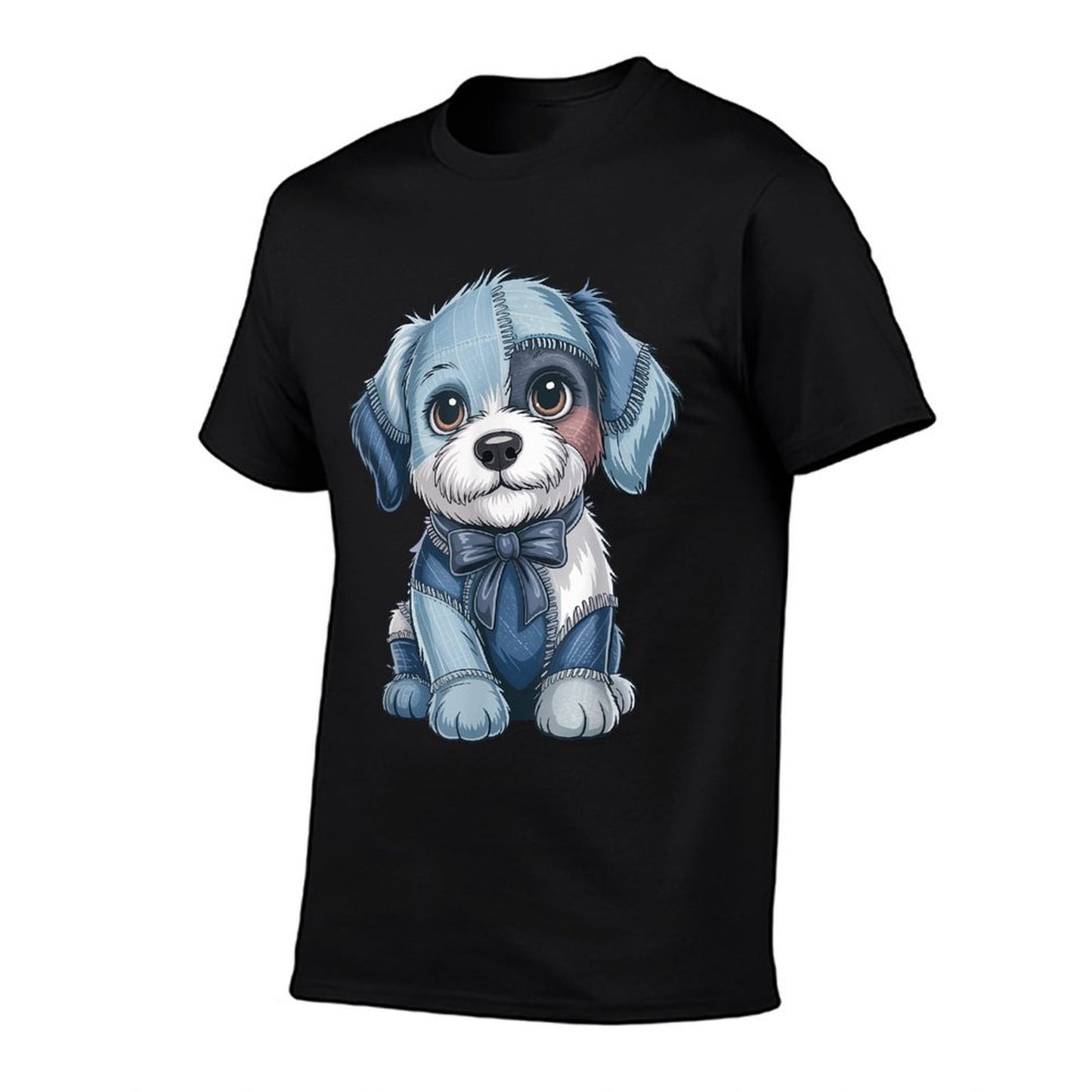 Dog Pattern Denim Patchwork Art Denim Patch Animal Dog  Affordable Price T-Shirt