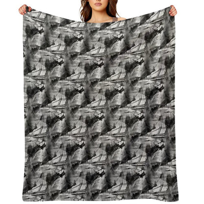 Grunge Monochromatic Grayscale Pattern Sustainable Throw Blanket