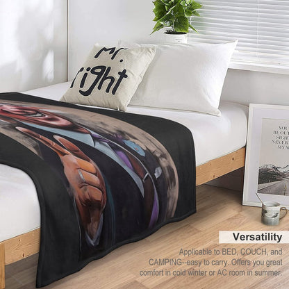 AI Generated King Charles III Coronation Union Jack - Oil Graffiti Colorful Happy Painting Eco-conscious Throw Blanket