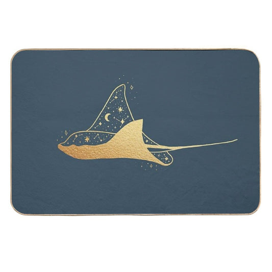Golden Manta Ray Stars Constellation  High-Traffic Bath Mat