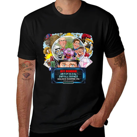 Jeff Dunham Unisex-Adults Black Cartoon Modern Graphic Crew Neck - Small - Wilkes-Barre, PA  High-quality Stitching T-Shirt