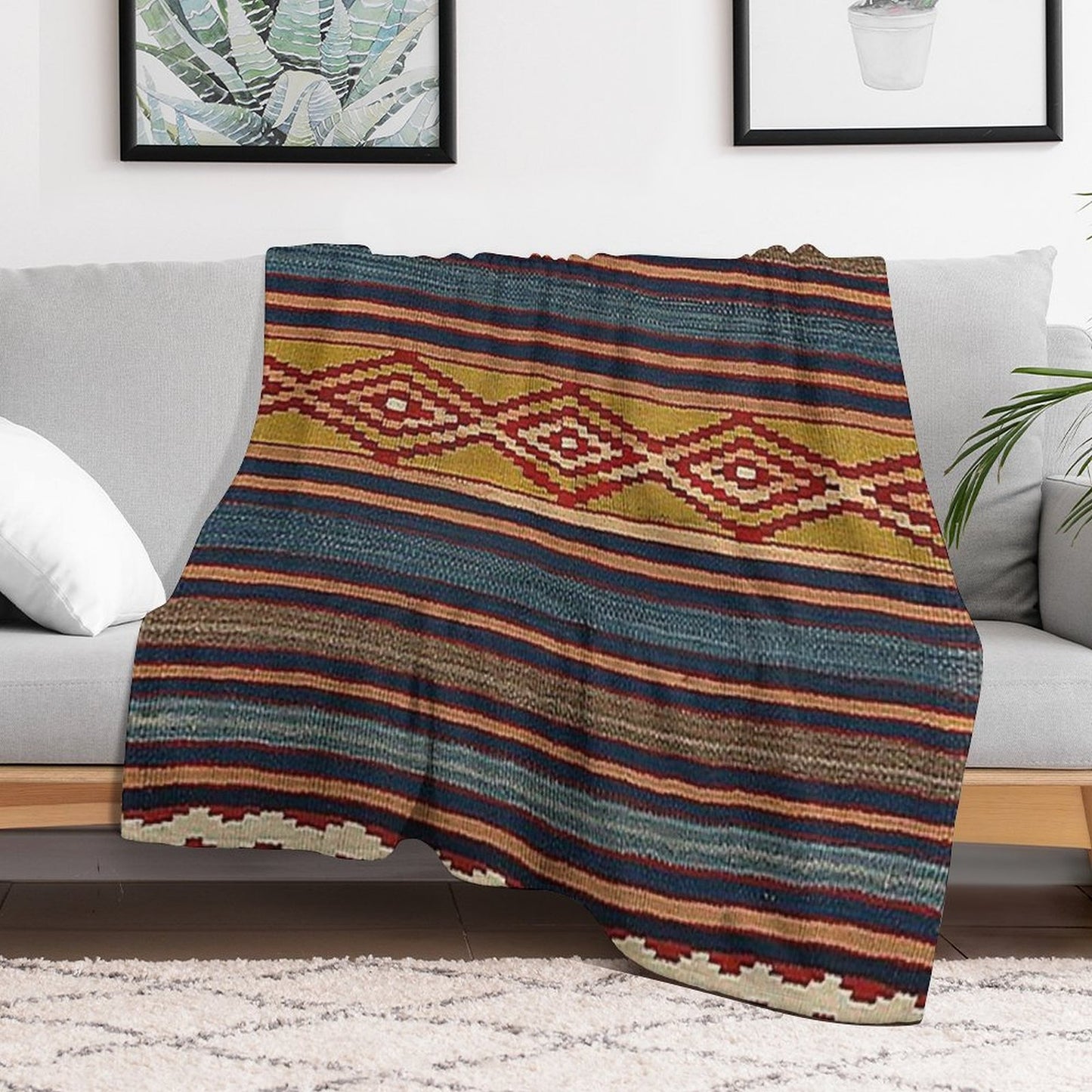 Navajo Blanket,southwestern Art,native American Art,indian Art,arizona,dessert,geometric Pattern,bow And Arrows,cowboys And Indi Anti-pilling Throw Blanket