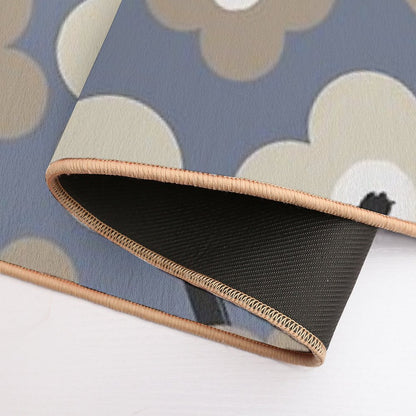 Unique Scandinavian Floral Pattern in Gray, Blue And Beige  Odorless Bath Mat