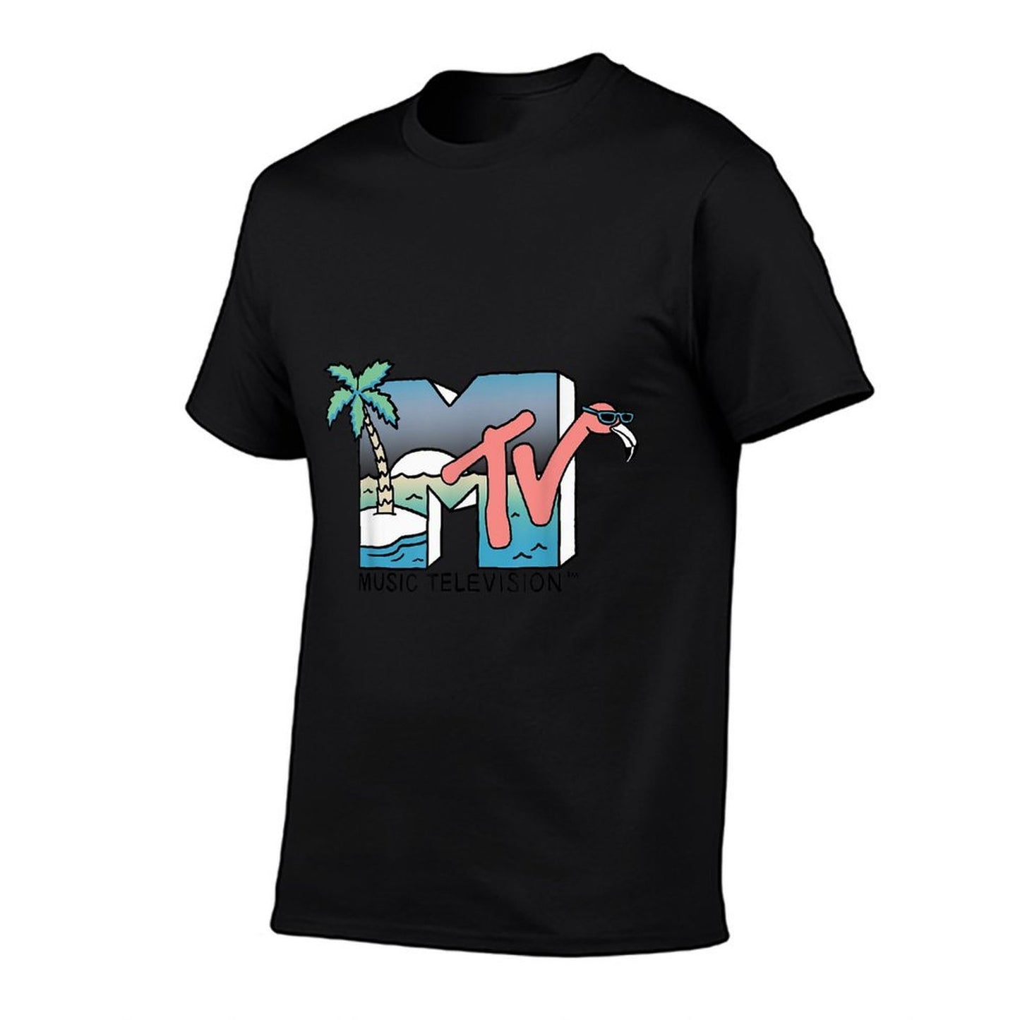 MTV Beach Island Flamingo Logo Vintage Graphic  Relaxed-fit T-Shirt