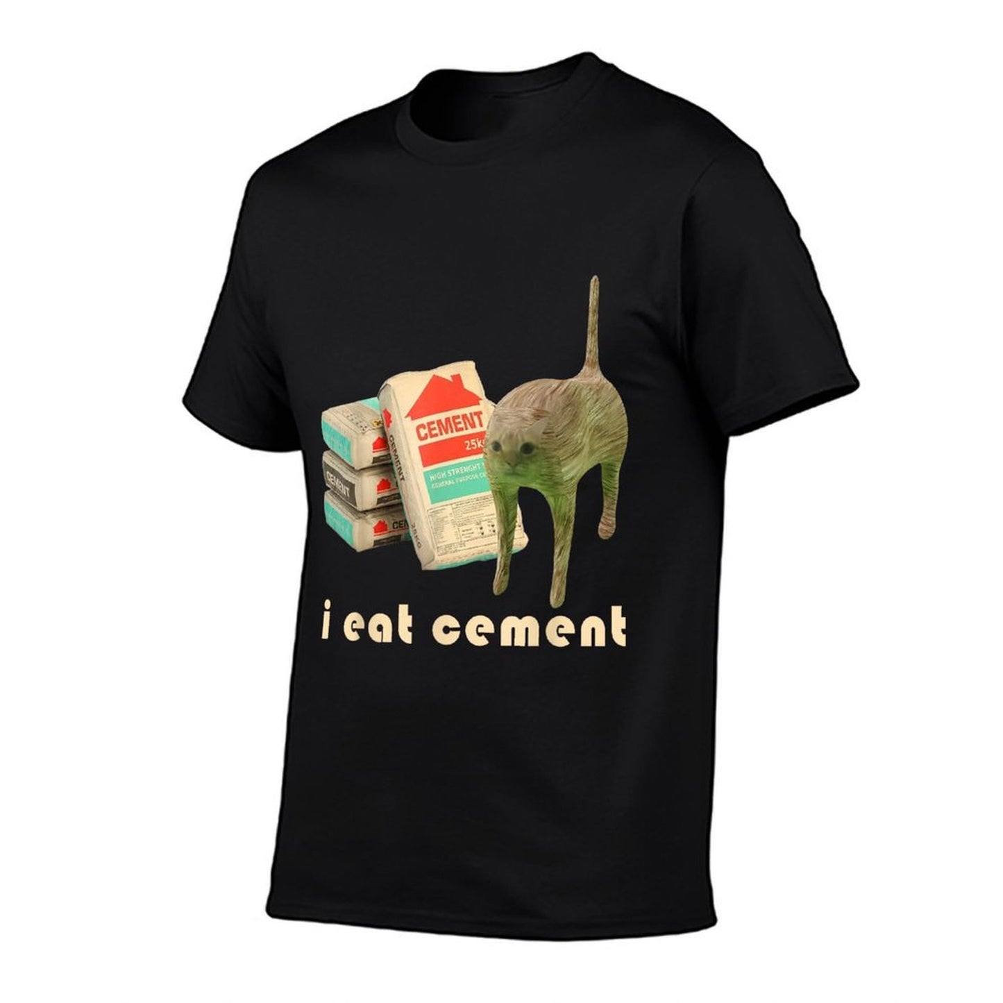 I Eat Cement, Cursed Cat, Ironic, Unhinged, Funny Meme  Oversized Silhouette T-Shirt