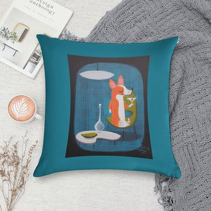 Corgi At Home Soft Short Plush Fabric Throw Pillow