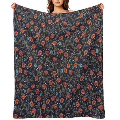 French Marigold Meadow Shrink-resistant Throw Blanket