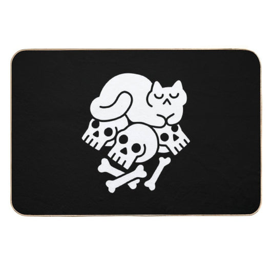 Catnap on A Pile of Bones  Absorbent Bath Mat