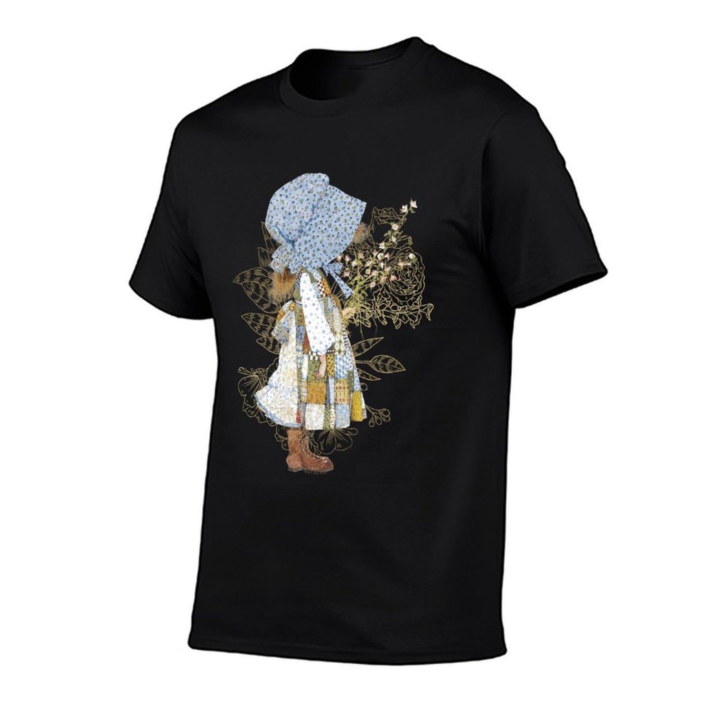 Holly Hobbie County Girl Holding Flowers Sweet Vintage  Heathered Texture T-Shirt