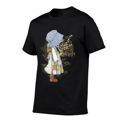 Holly Hobbie County Girl Holding Flowers Sweet Vintage  Heathered Texture T-Shirt